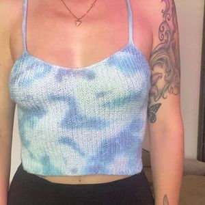 Hand knit type-dyes crop top!!